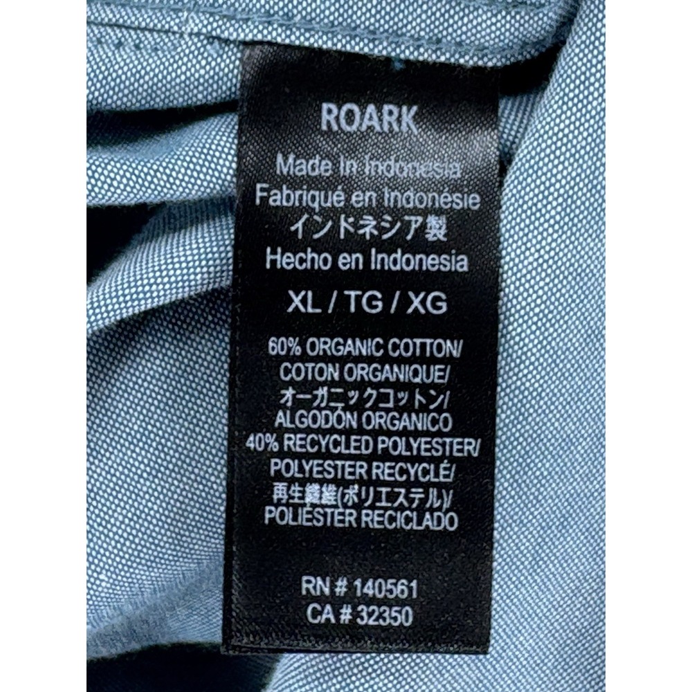Roark Shirt Mens XL Blue Well Worn Mid Weight Classic Fit Short Sleeve Button Up - Picture 10 of 12